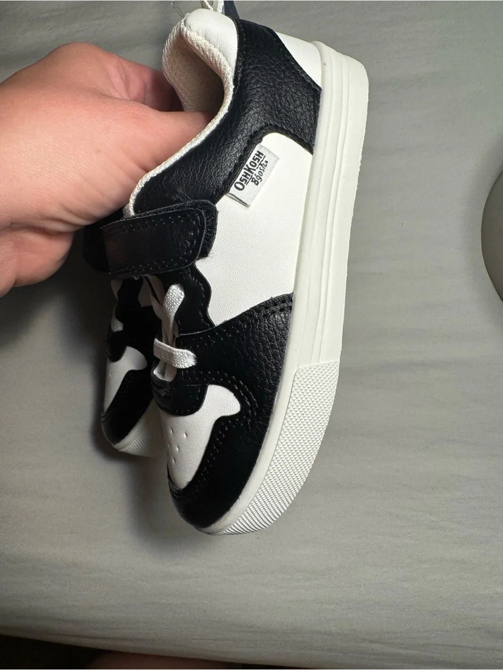 OshKosh B'gosh Black & White Velcro Lace-Up Kids Sneakers